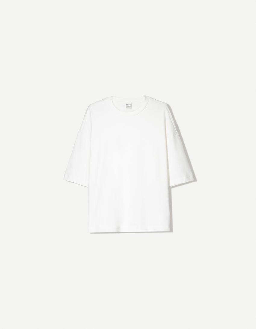 Boxy short sleeve T-shirt-White-4