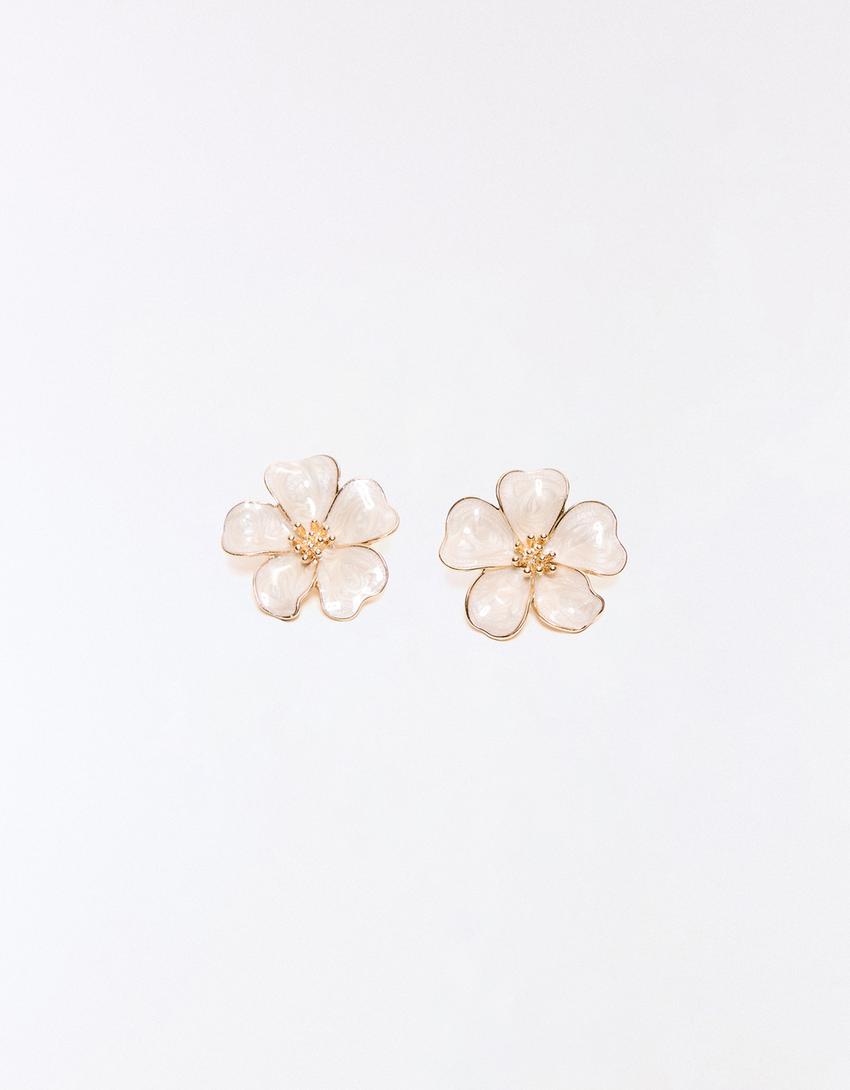 Flower earring pack-Cream