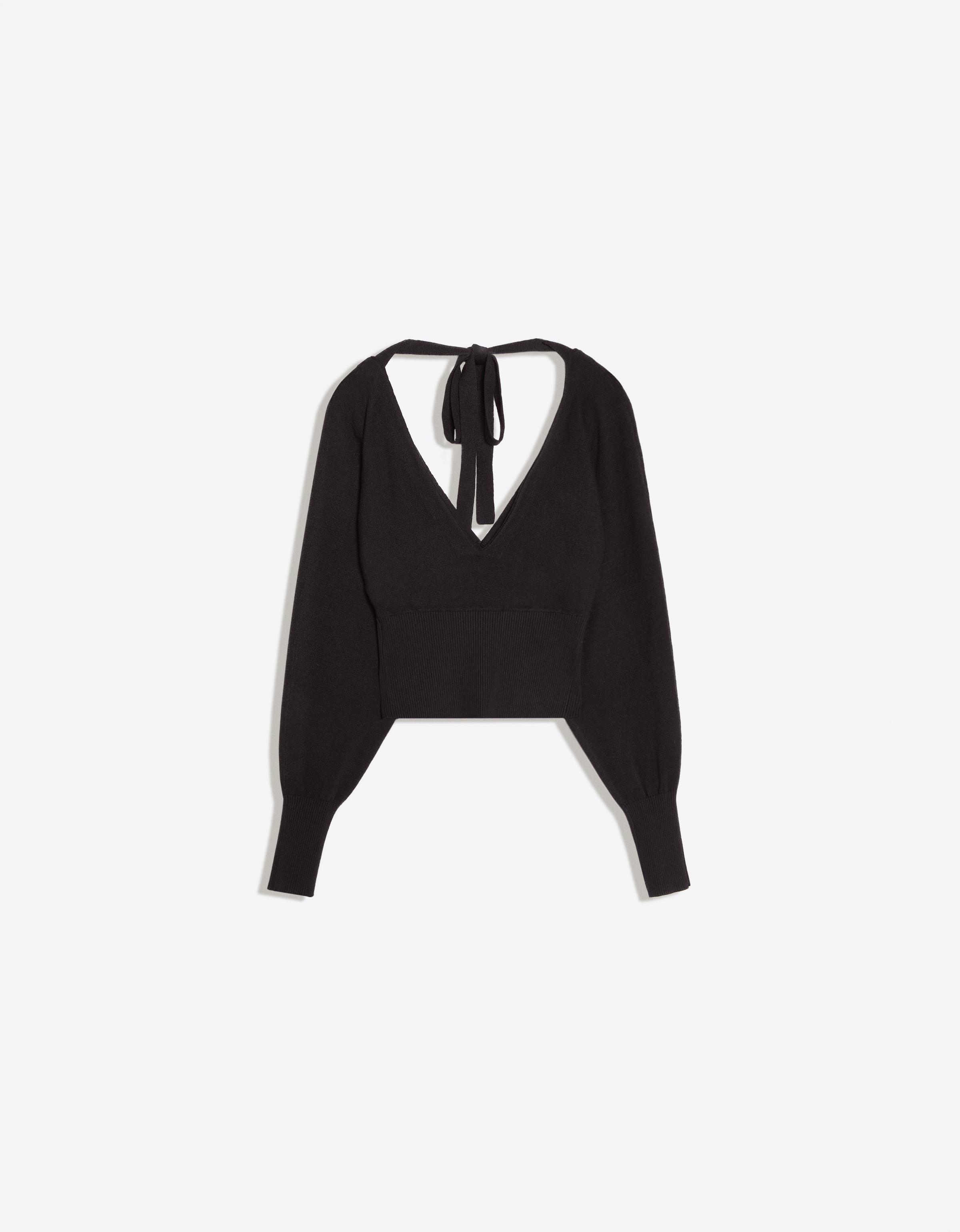 V-neck jumper with tied detail — Black