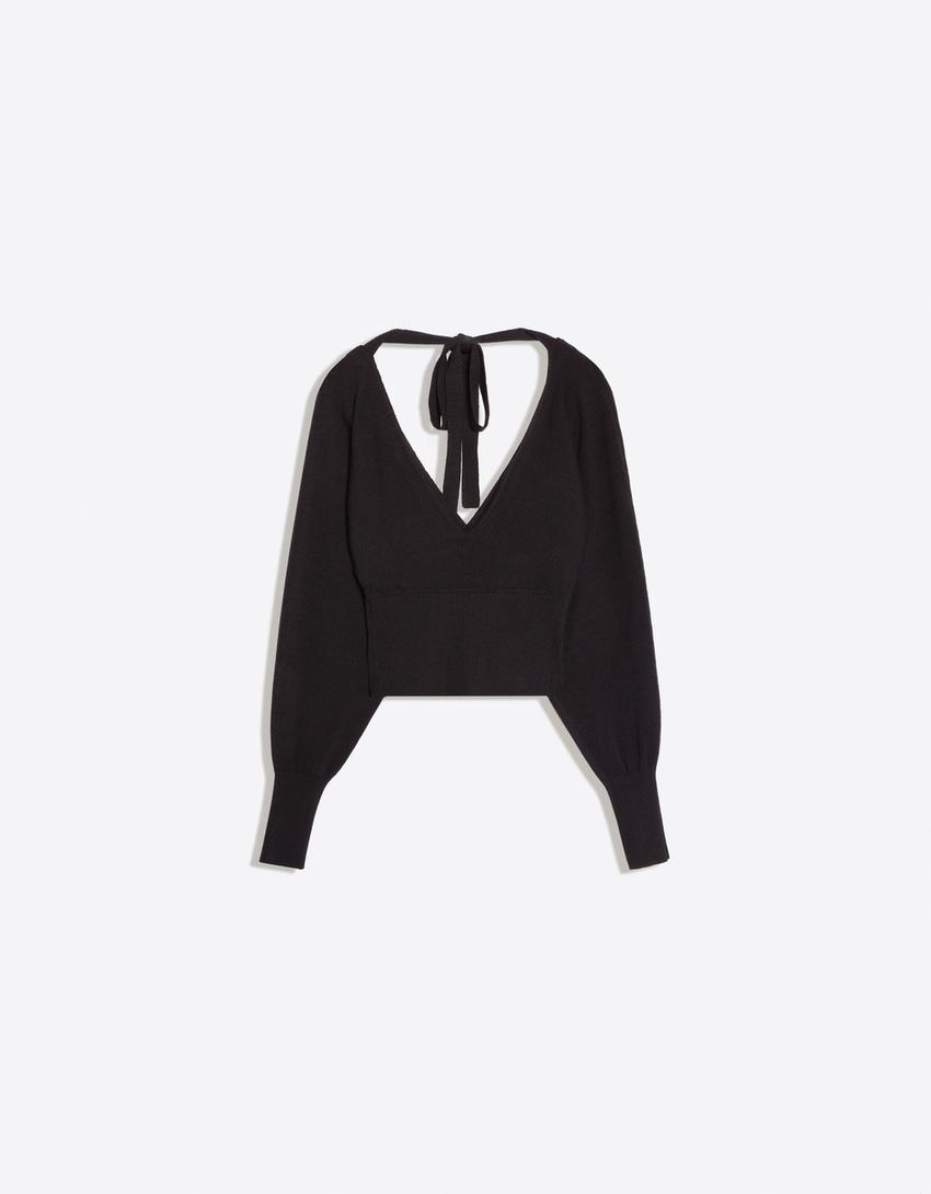 Jersey cuello pico lazada-Negro