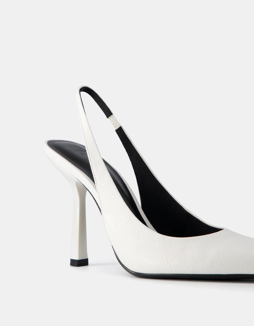 خف بكعب رفيع-أبيض