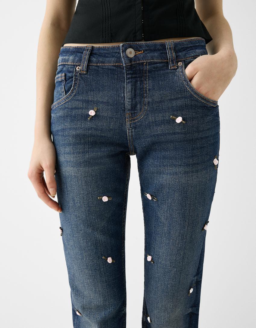 Jeans straight low waist-Azul-3