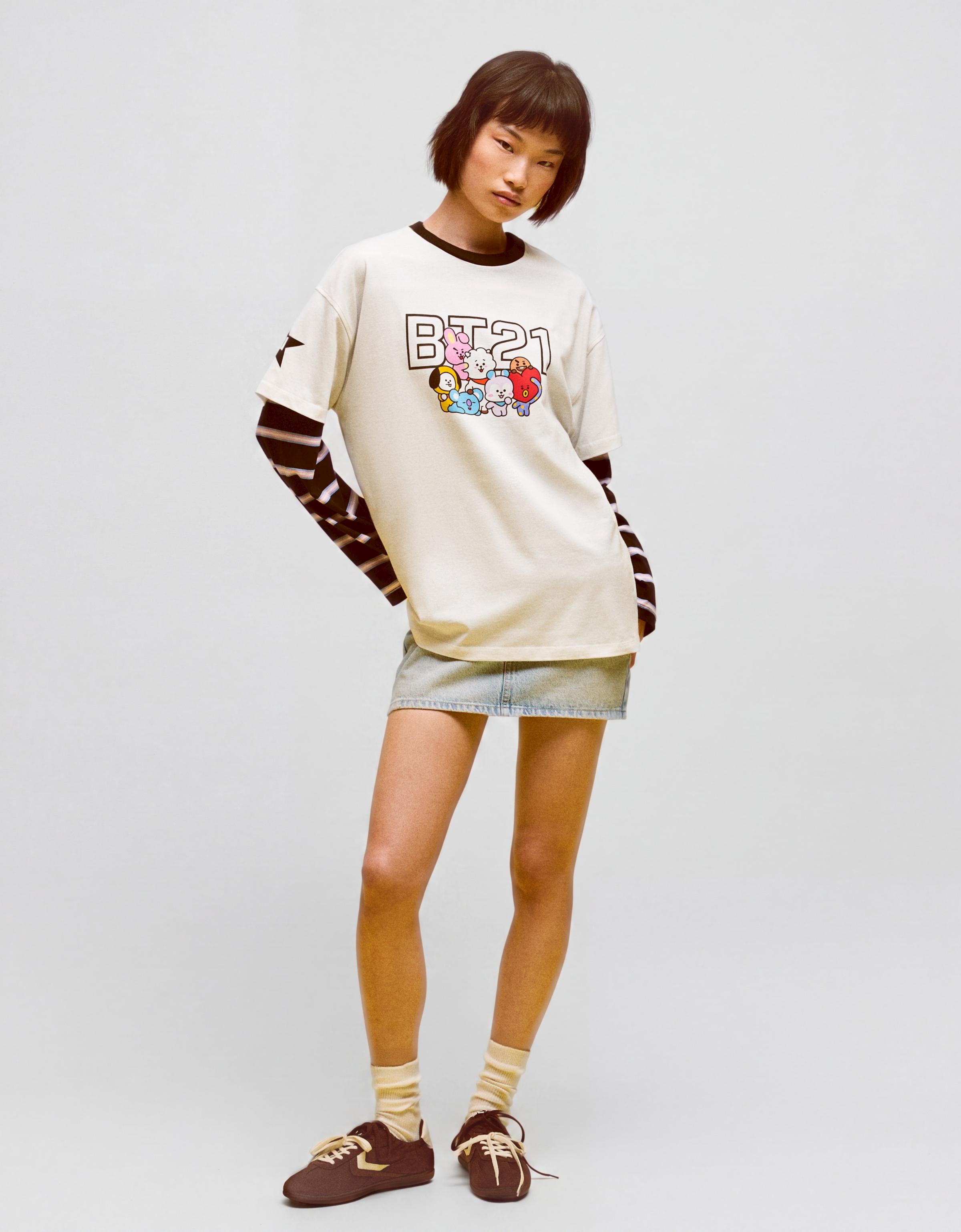 BT21 print oversize T-shirt — Off white