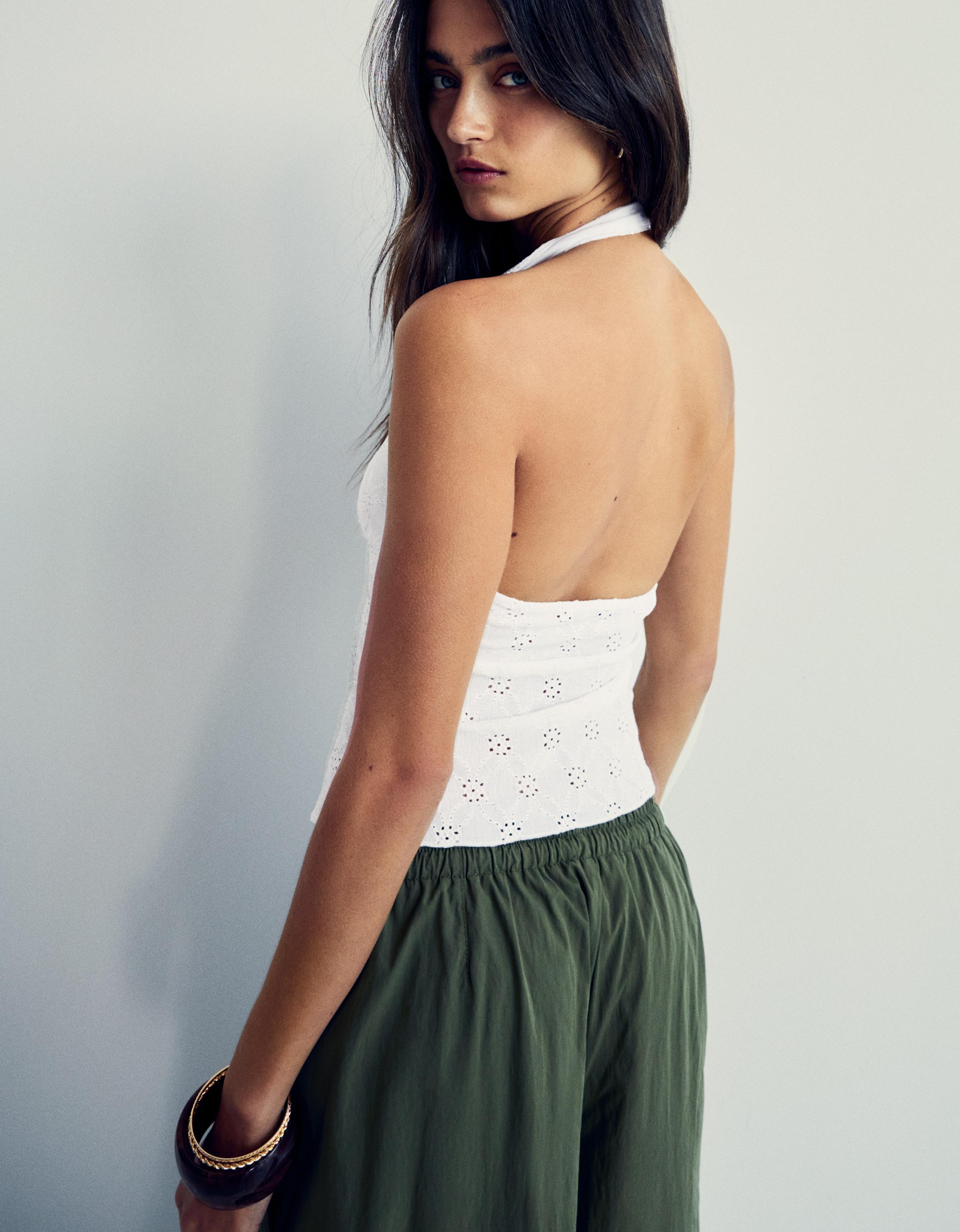 Halter yaka düğmeli bluz - Görsel 12