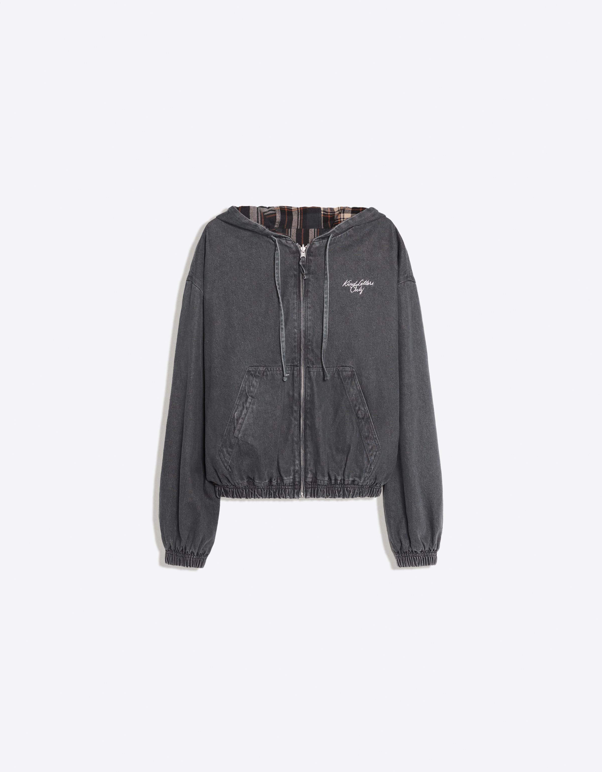 Reversible hooded zip-up jacket — Dark grey