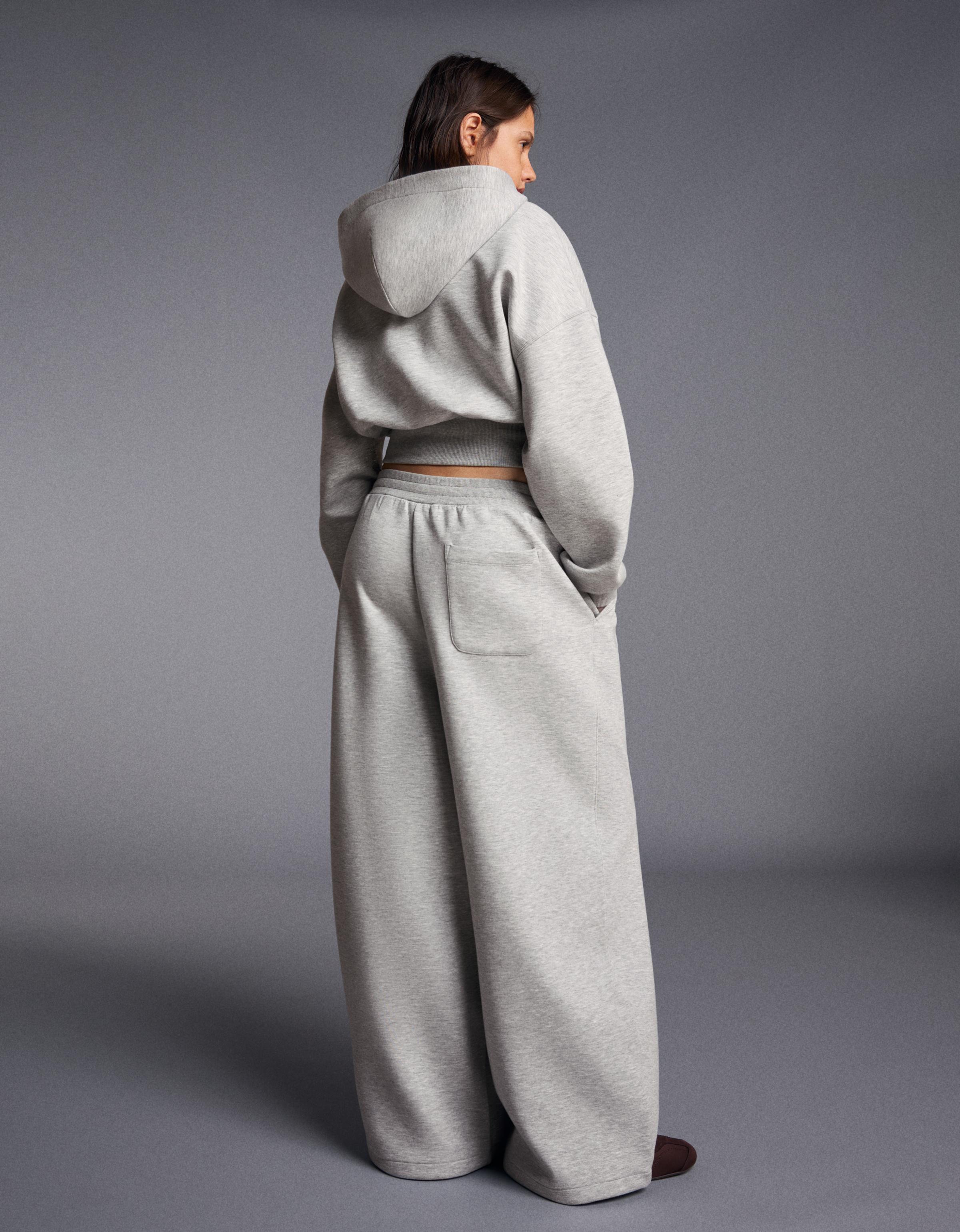 Zip-up hooded sweatshirt with sash — Grey