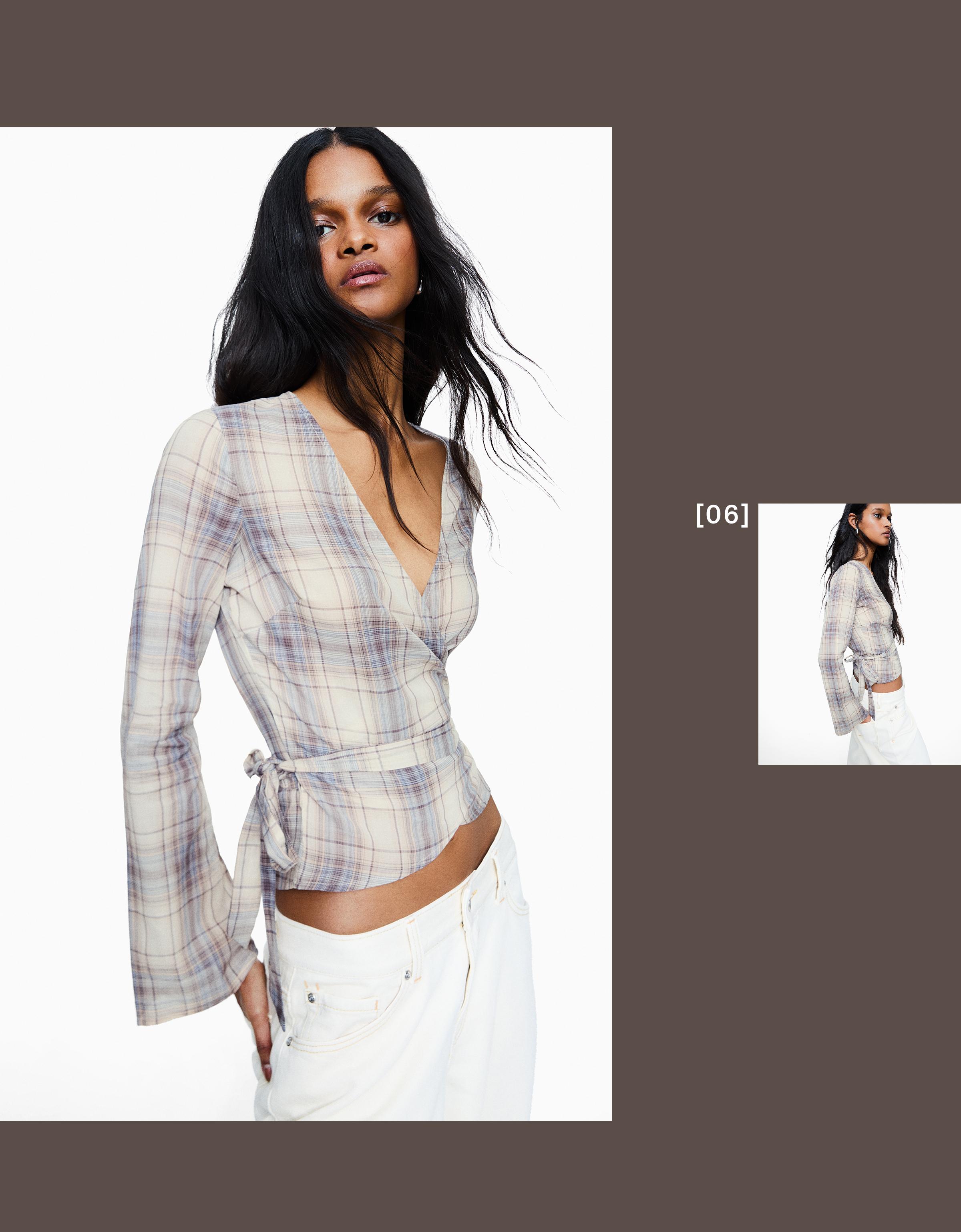 Kruvaze desenli bluz