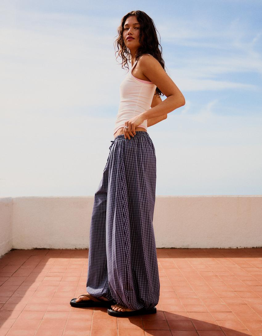 Pantalon bloomer popeline-Grenat