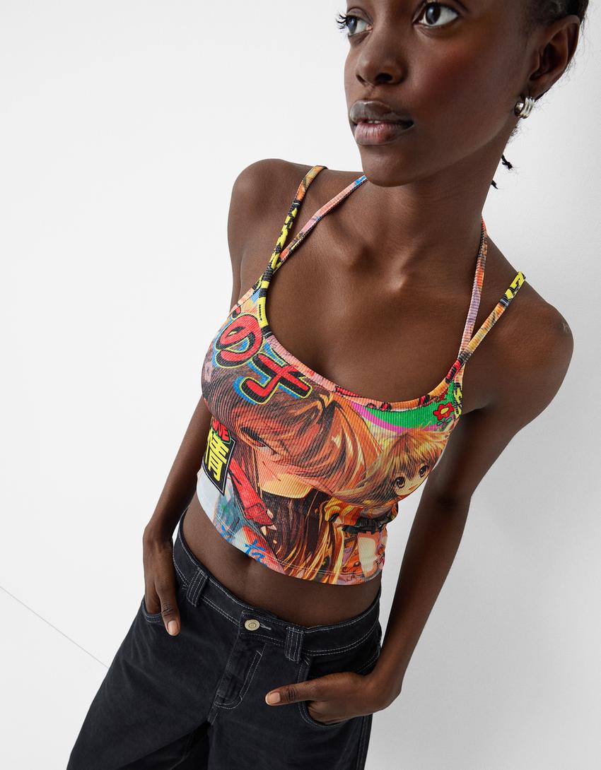 Strappy anime top-Black-2