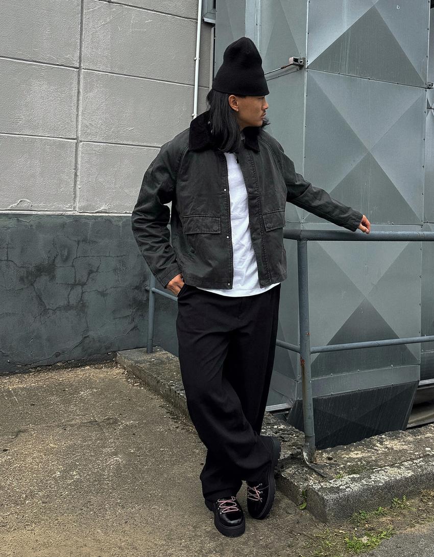Veste effet enduit-Noir
