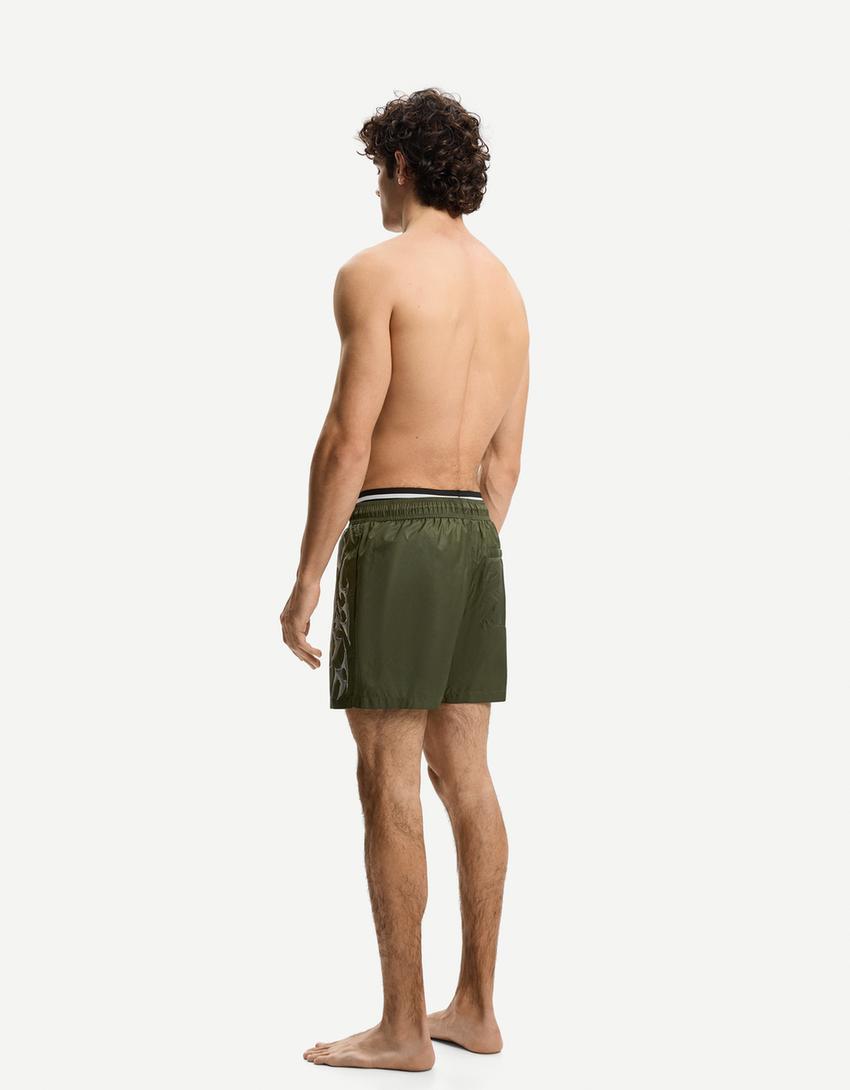 Bañador doble cintura print-Verde