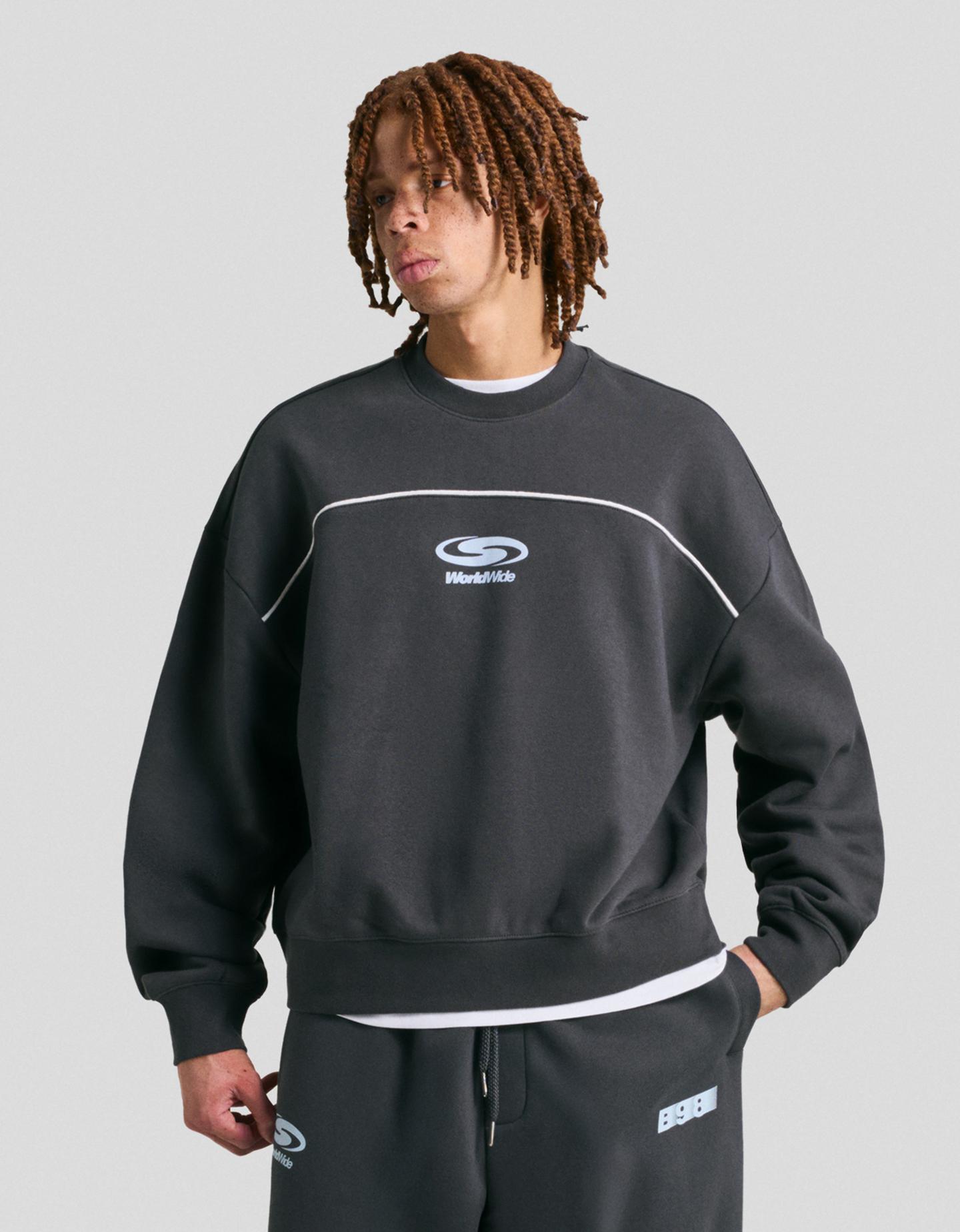 Bershka bluza boxy z nadrukiem niebieski