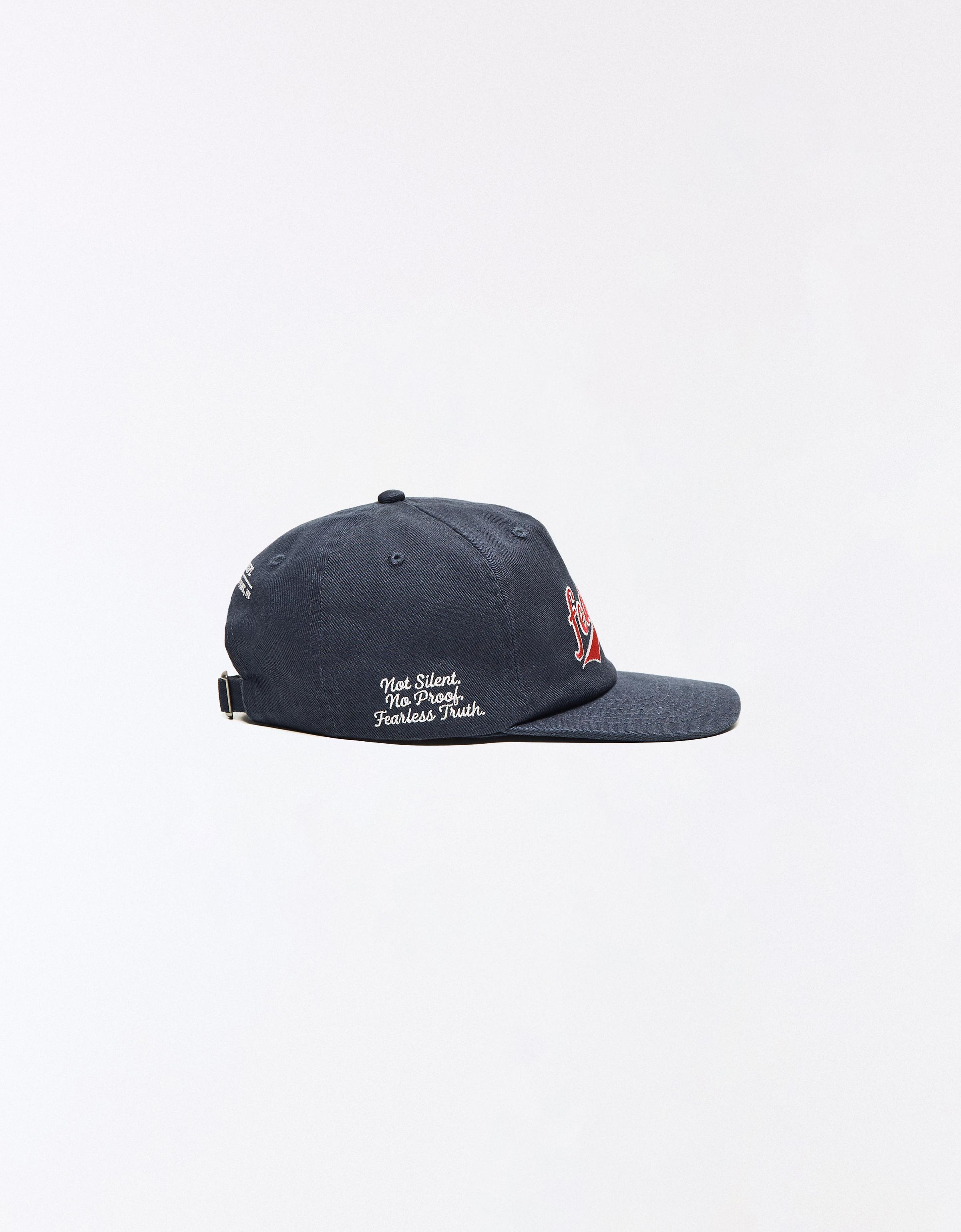 Embroidered flat peak cap — Navy