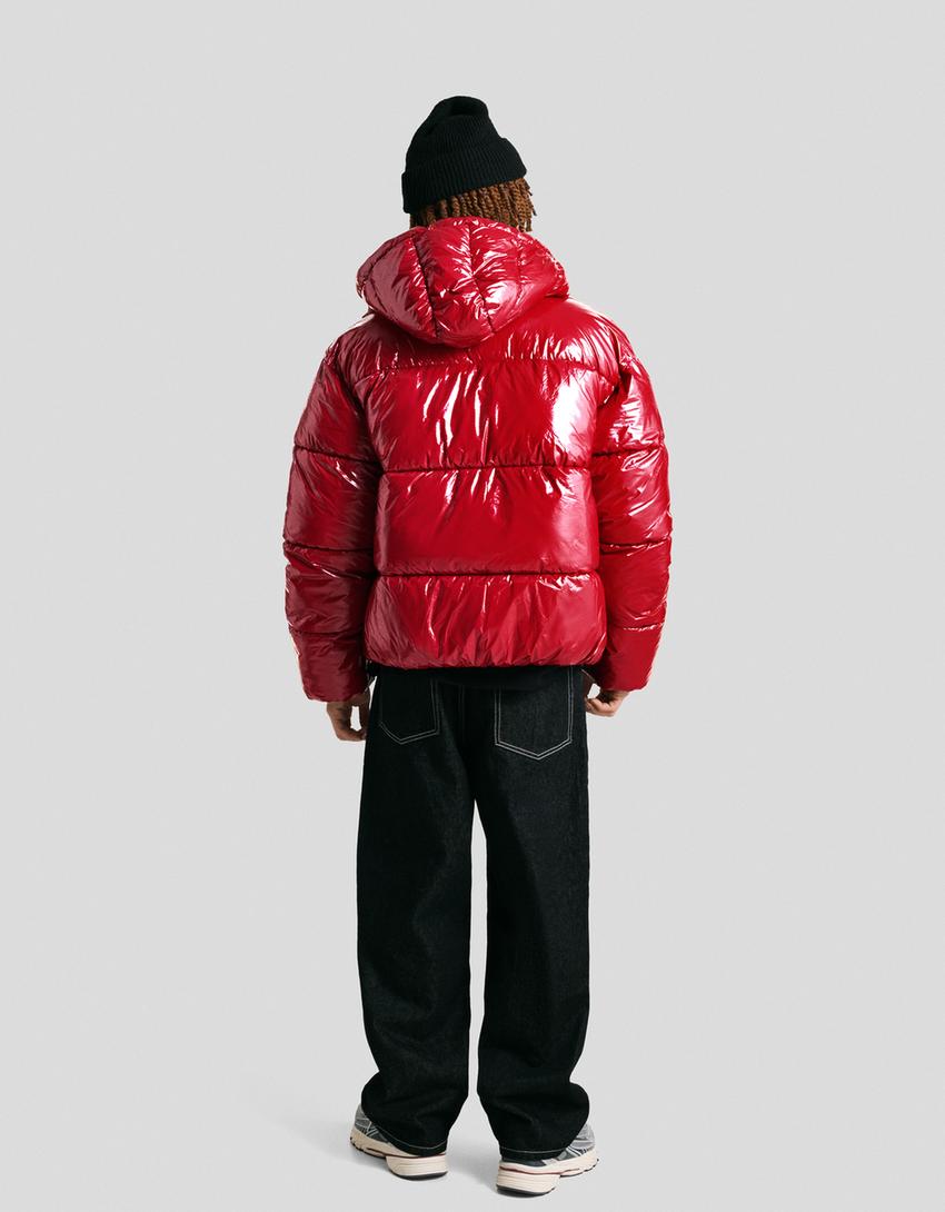 Hooded puffer jacket-Red