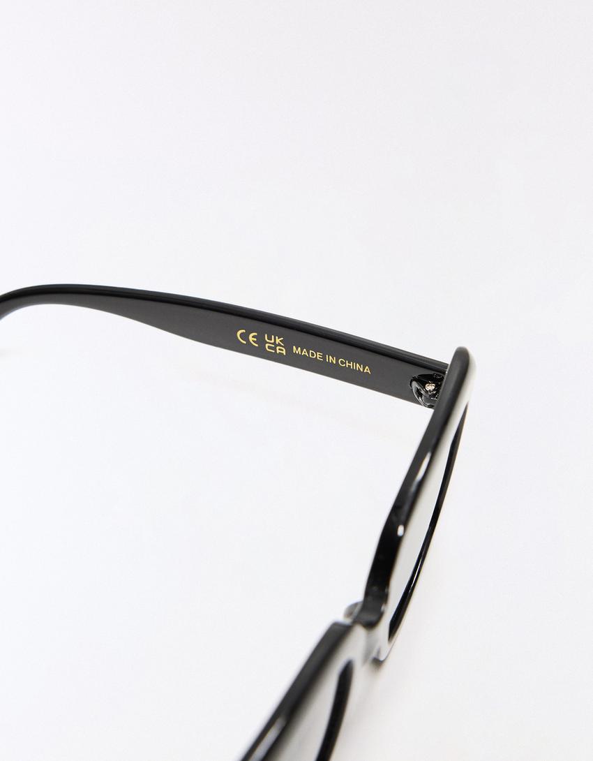 Kacamata hitam resin persegi-Hitam