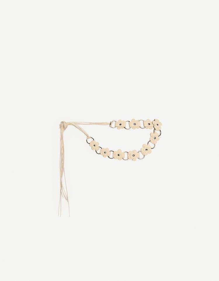 Floral faux suede belt