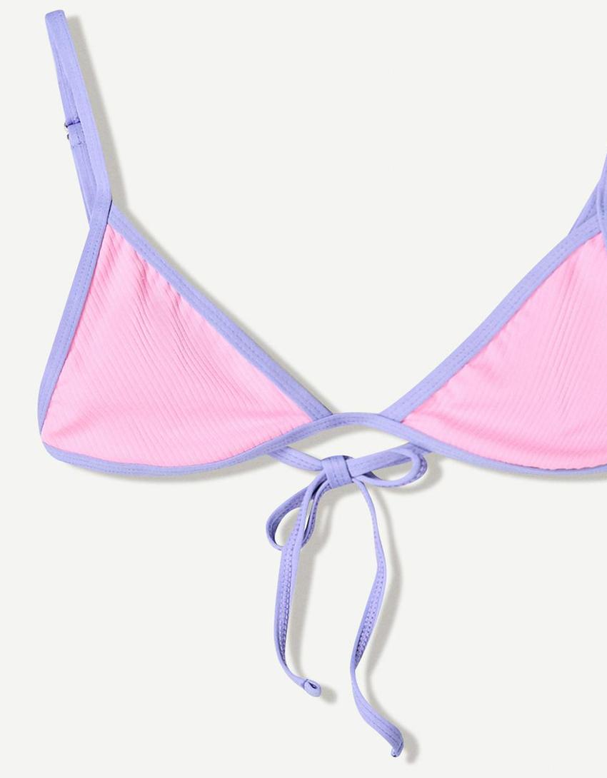 Top bikini rib contraste-Rosa-2