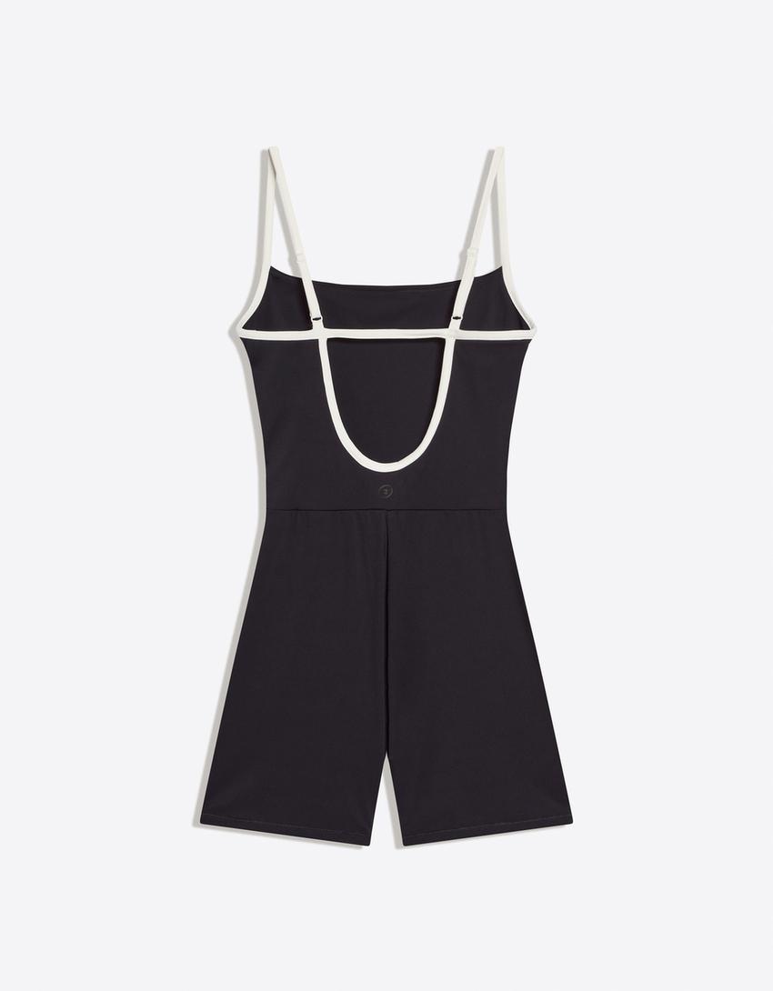 Mono corto tirantes contraste-Negro