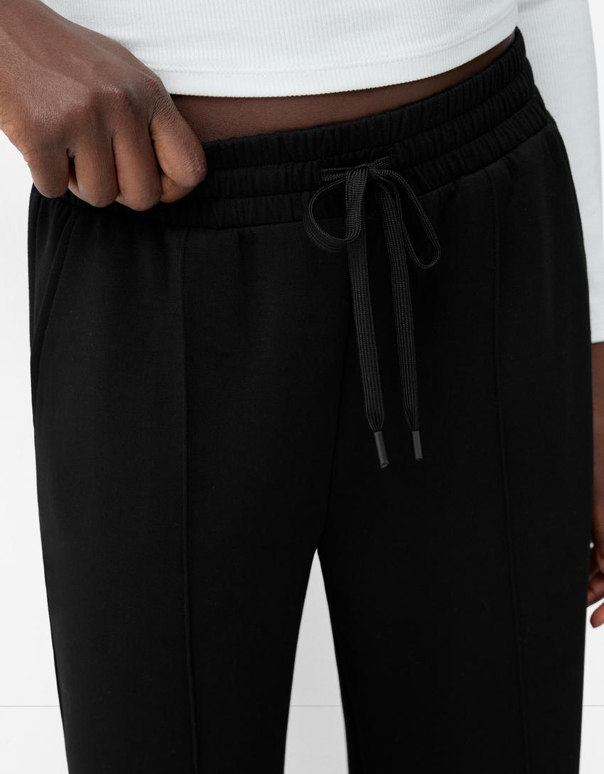 Soft touch wide-leg trousers-Black-5