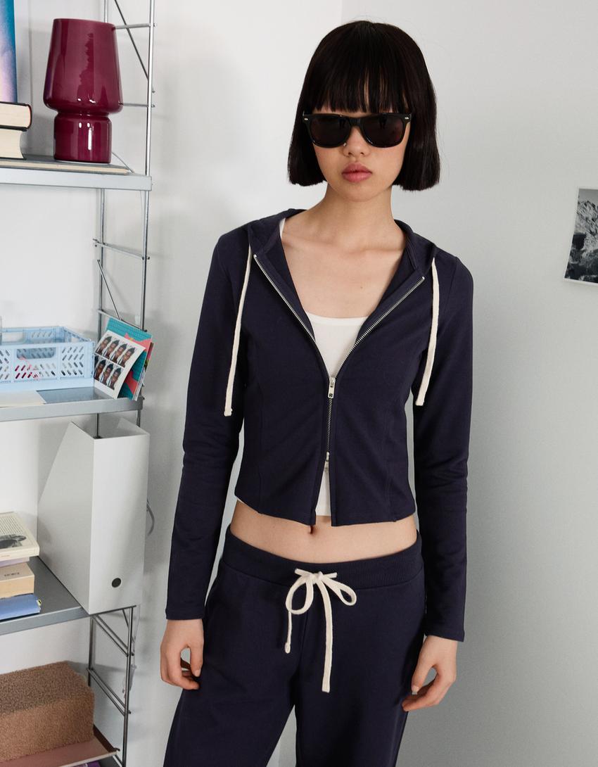 Zip-up hoodie-Navy