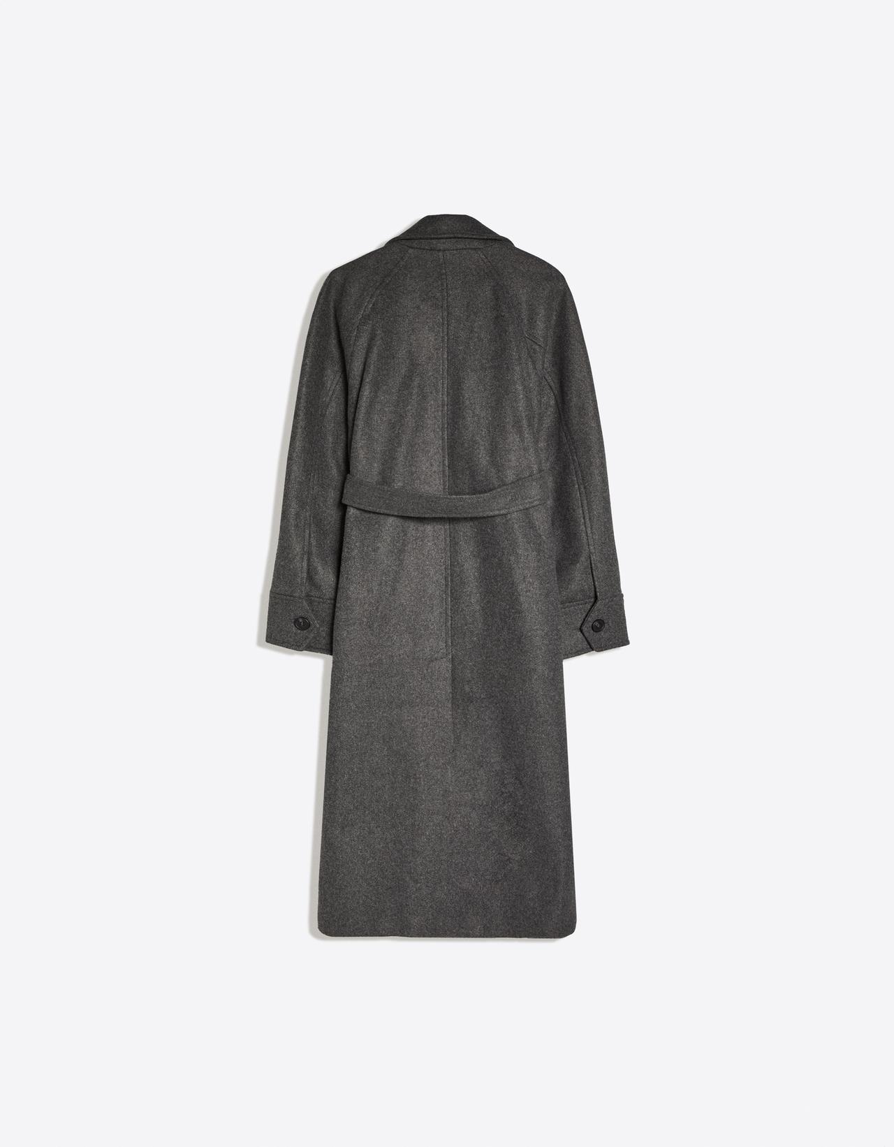 Soft-touch long coat with belt — Dark grey