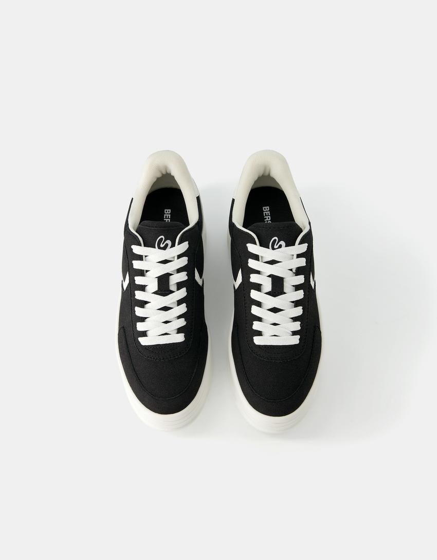 حذاء رياضي بنعل عال متباين-أسود