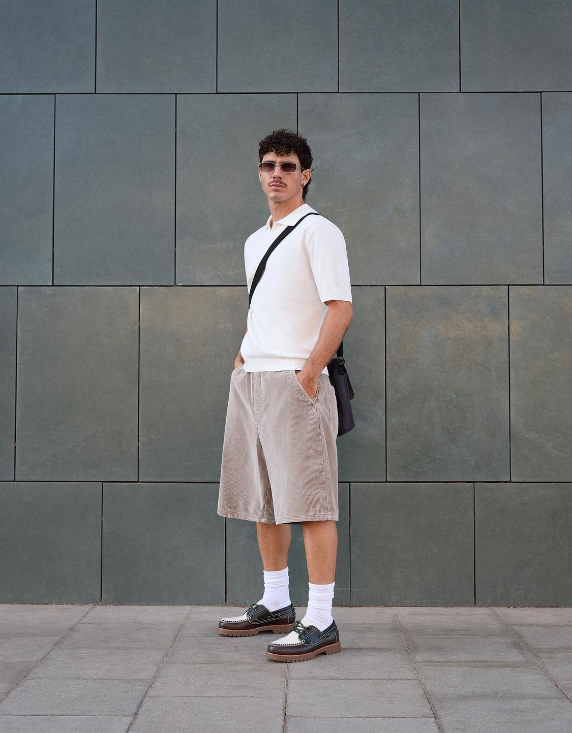 Corduroy jogger Bermuda shorts