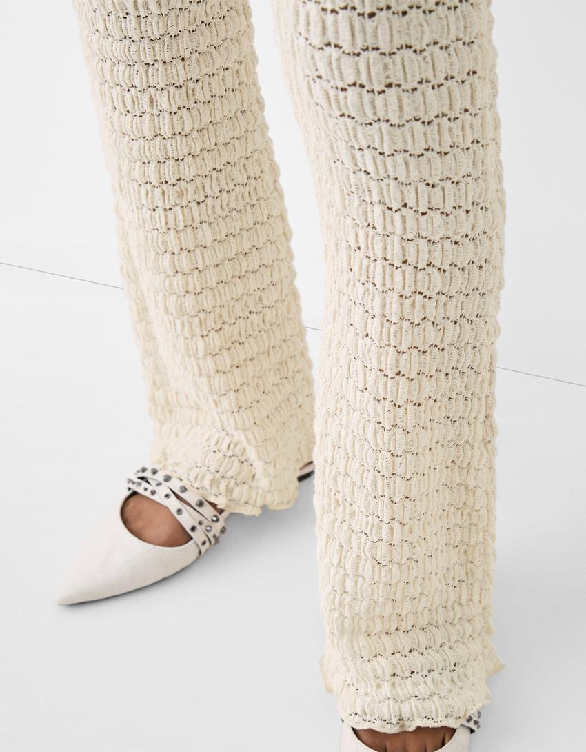 بنطلون flare كروشيه-كريمي-5