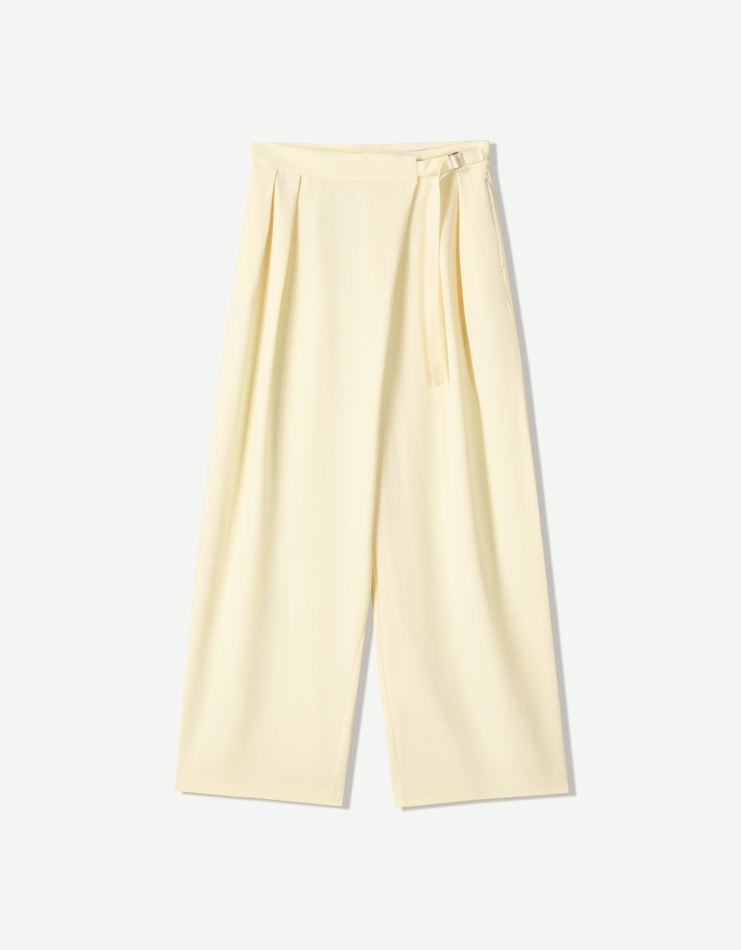 Tailored pants with crossover waistband - Pants - Women