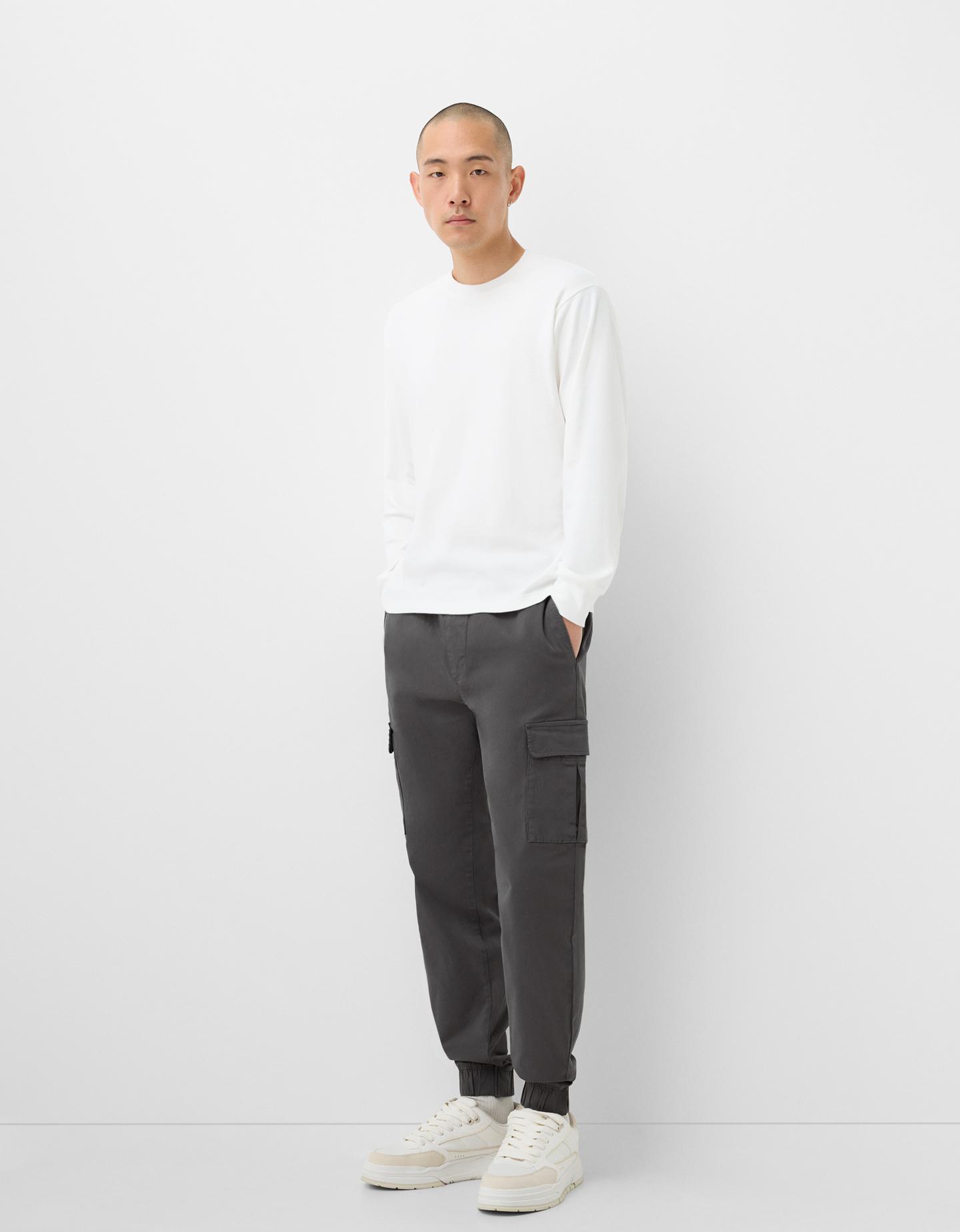 Bershka spodnie jogger cargo ciemnoszary