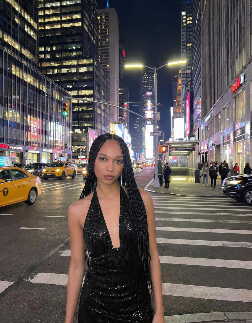 Mini shimmery ruched halter dress-Black