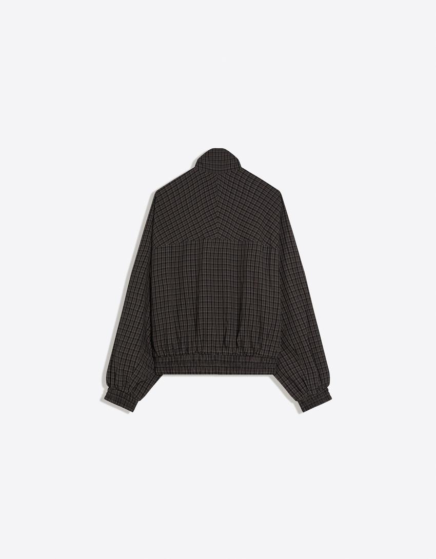 Check print jacket-Dark grey