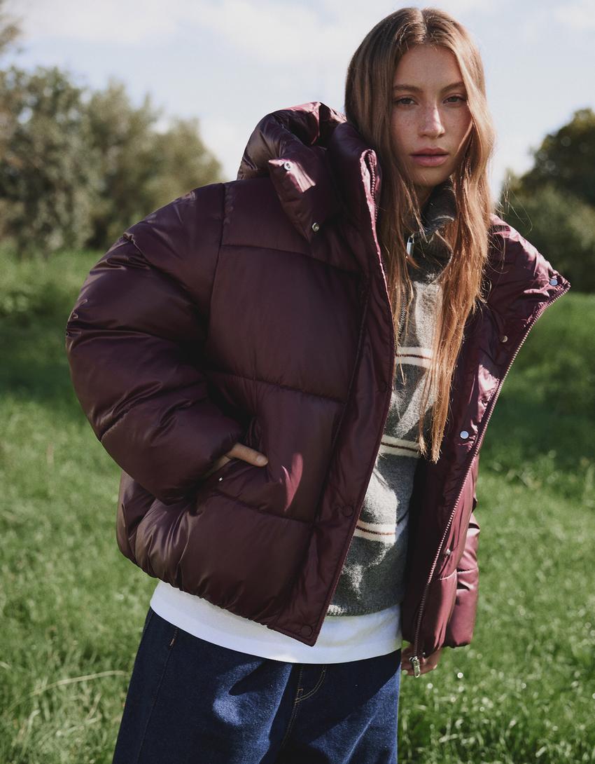 Water-repellent & thermal insulation puffer jacket-Burgundy