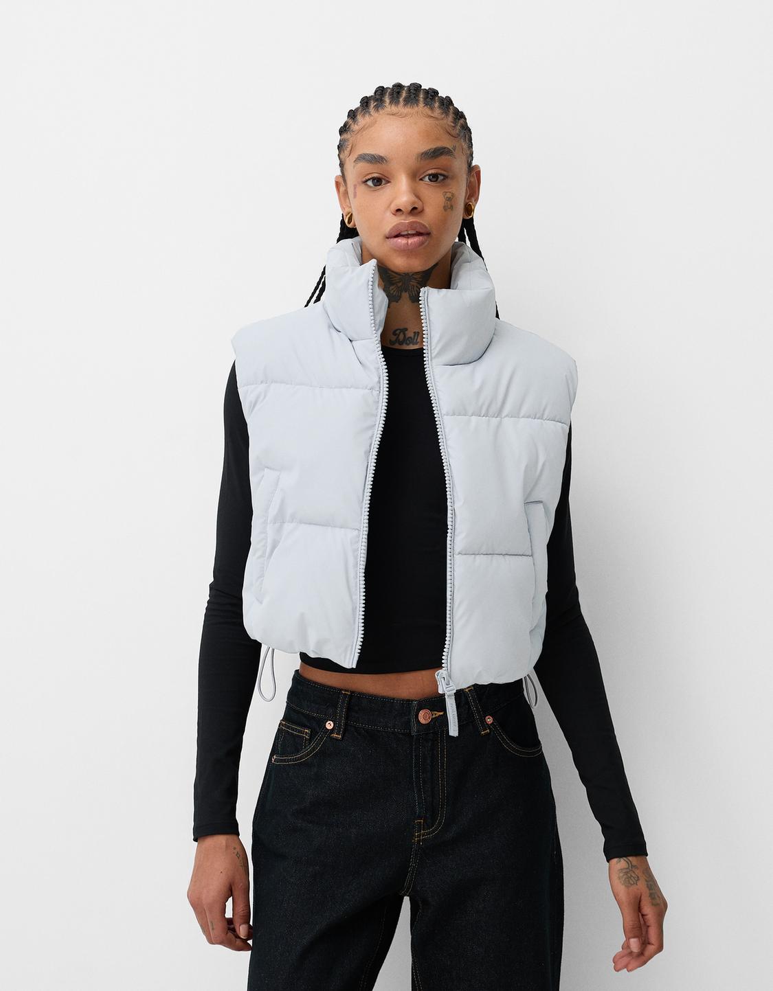 Cropped puffer gilet