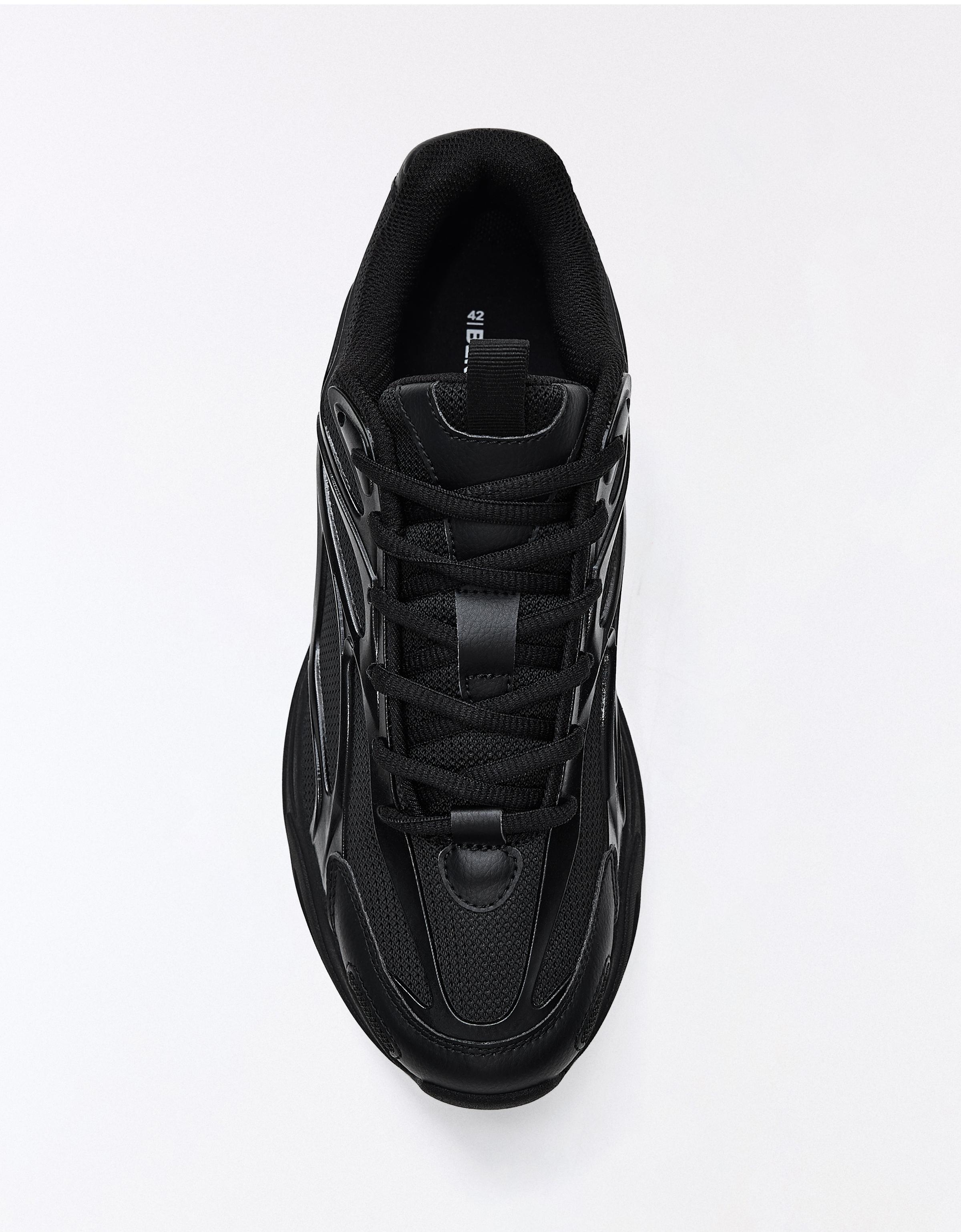 Chunky mixed-material sneakers — BLACK
