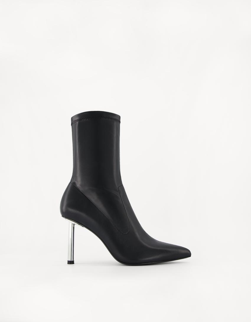 Botine toc metalizat ajustate-Negru-5