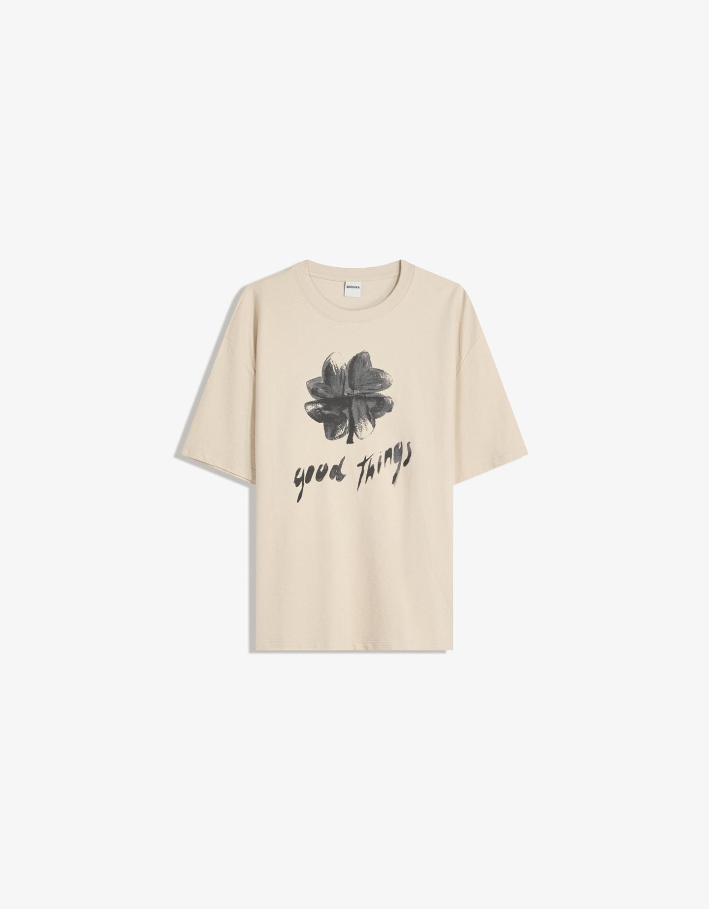 Bershka Camiseta Manga Corta Textura Print Hombre Xs Arena