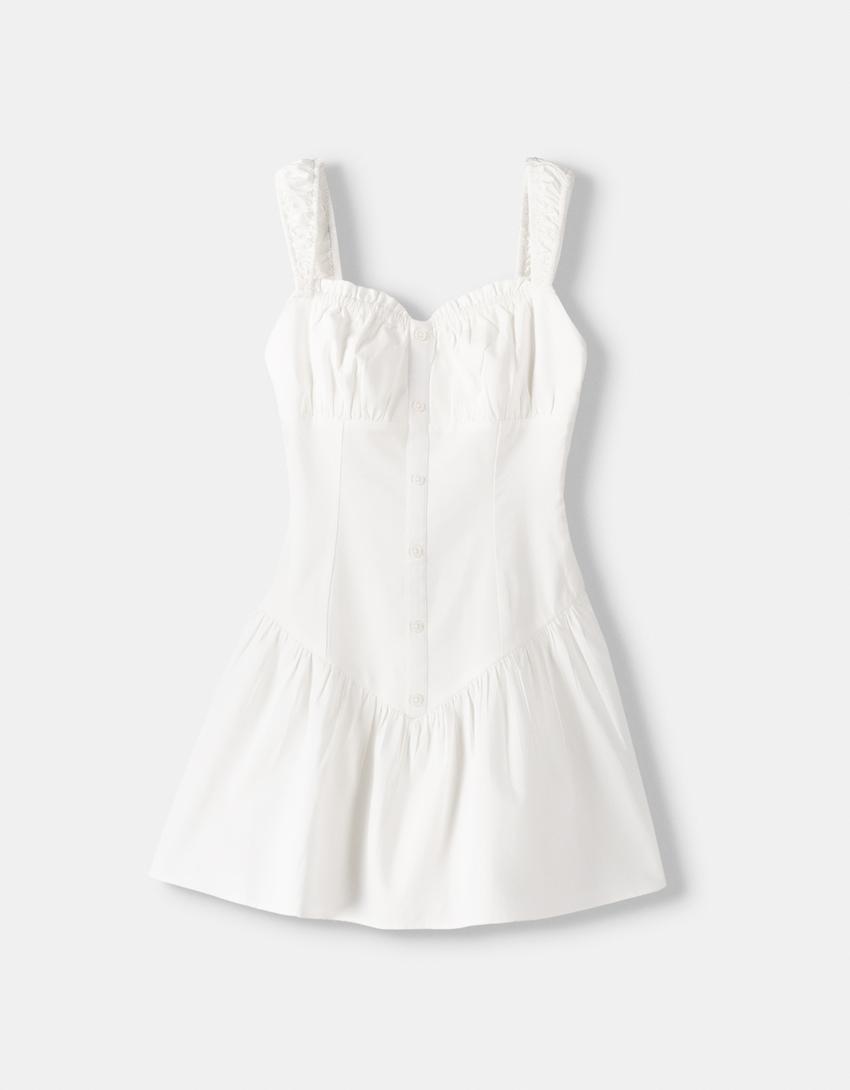 Ruffled mini dress-White-5
