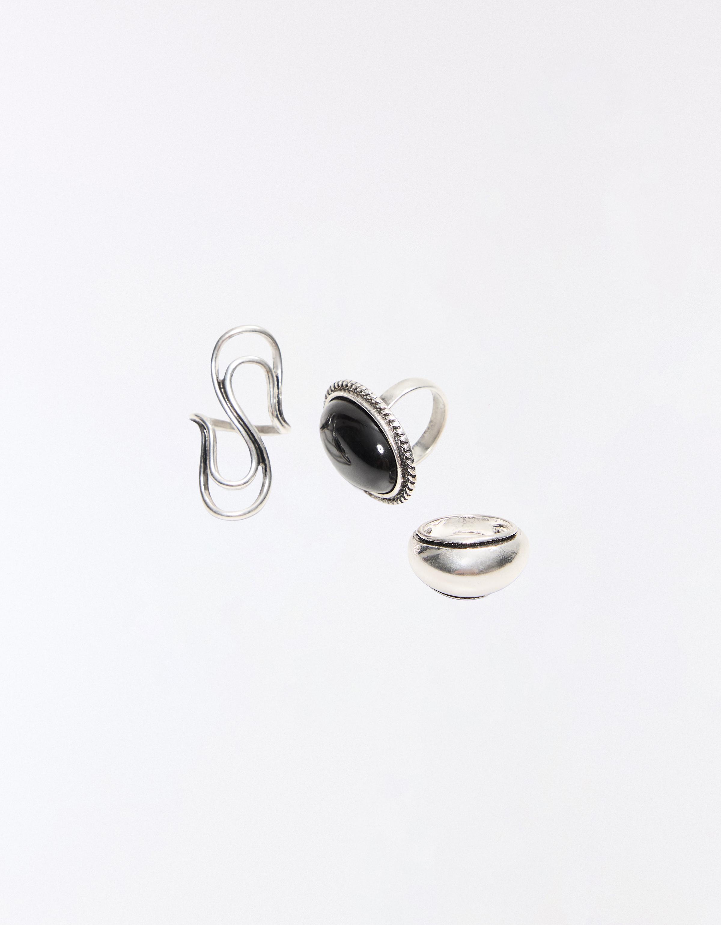 Pack of 3 stone rings — Silver