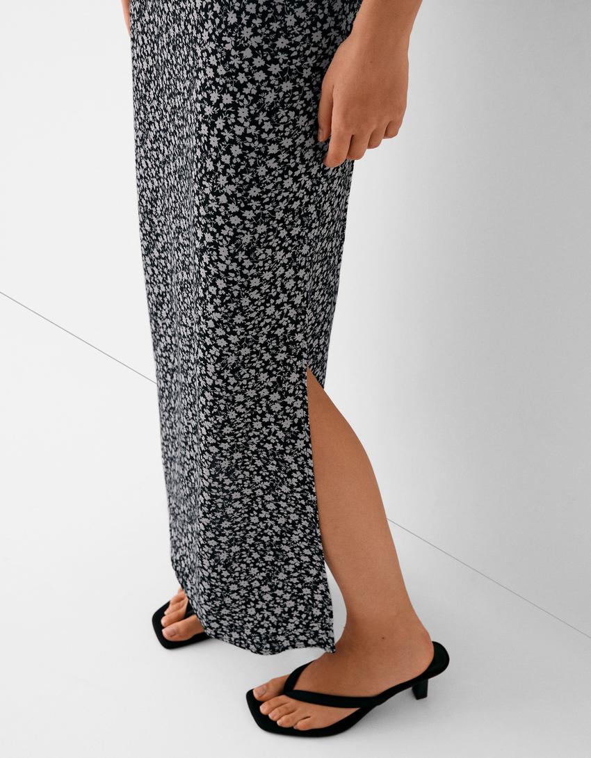 تنورة ميدي بطبعة-أسود-3