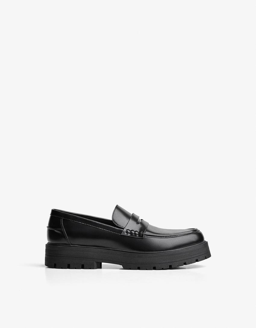 Loafers with chunky soles-BLACK-0