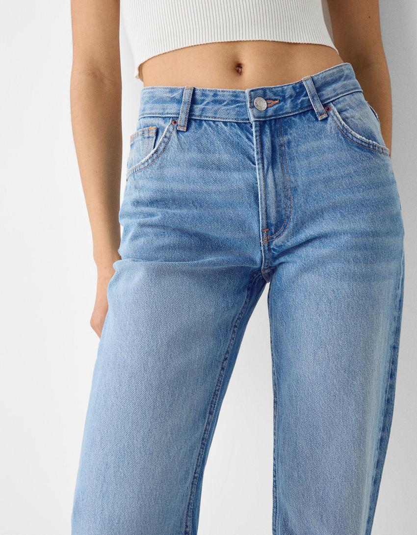 بنطال جينز بقصة مستقيمة-أزرق فاتح-5