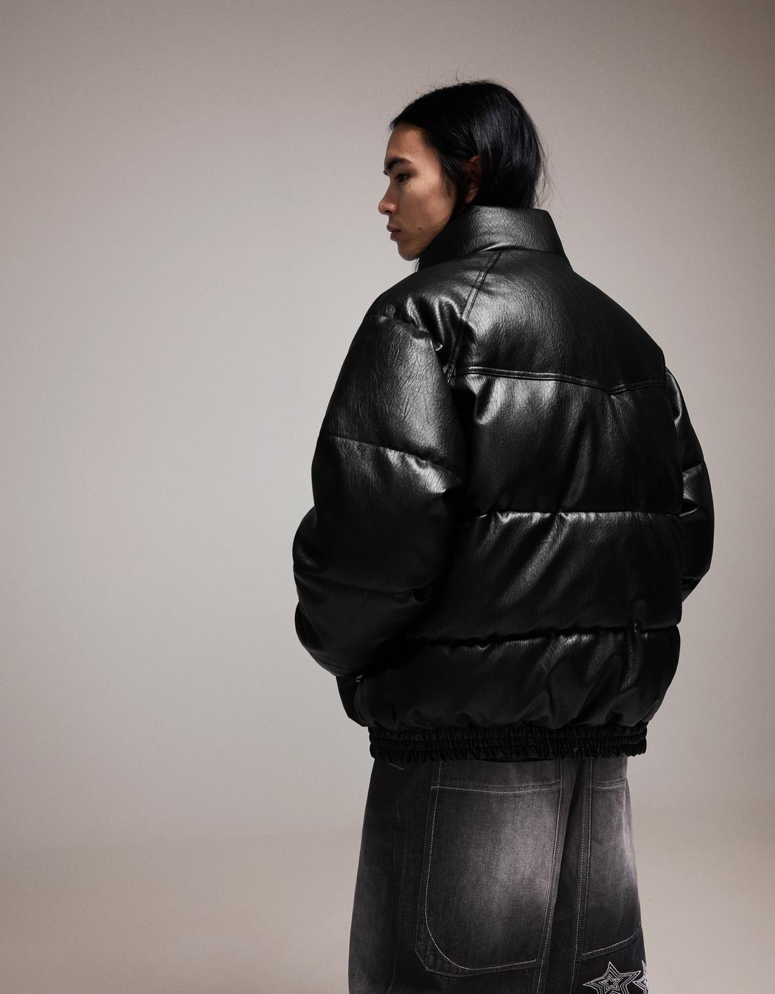 Pufīga ādas imitācijas jaka