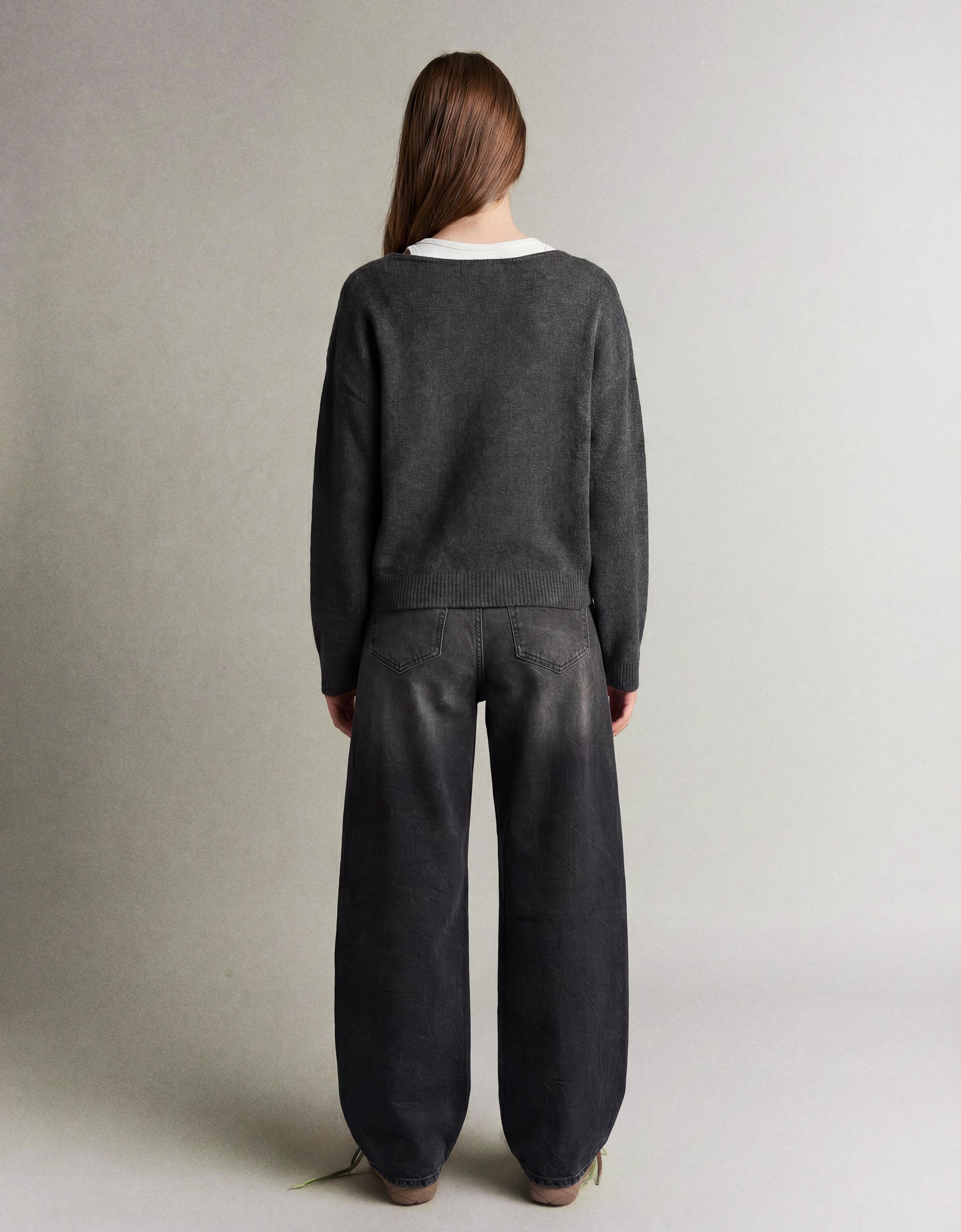 Bershka Barrel Jeans Mit Hohem Bund Damen 34 Schwarz