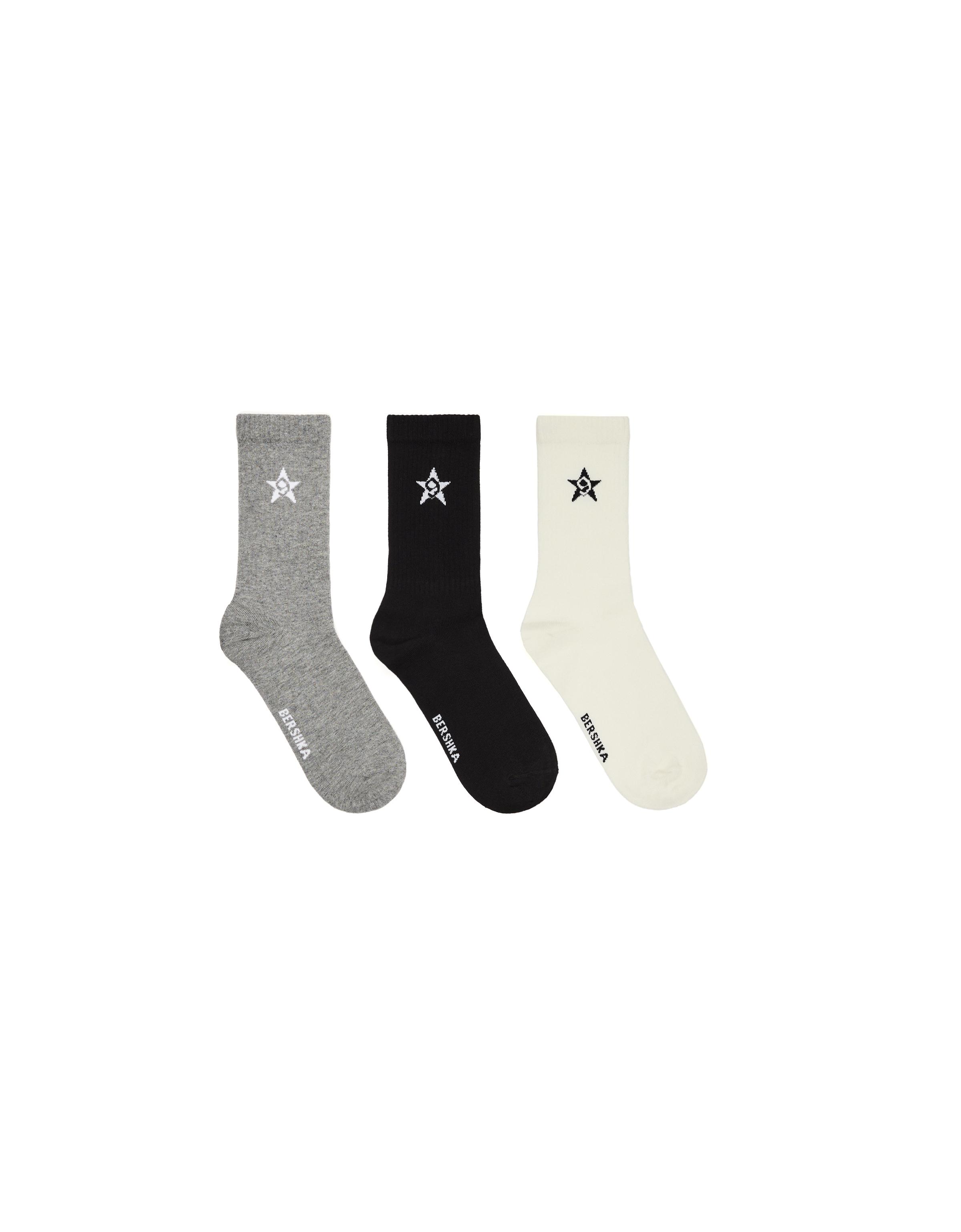 Pack of 3 star socks — Grey