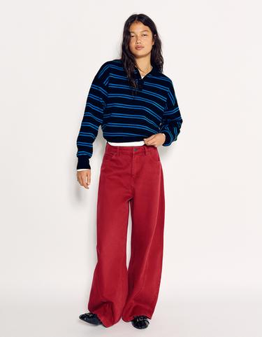 Oversize polo collar jumper — Navy 3
