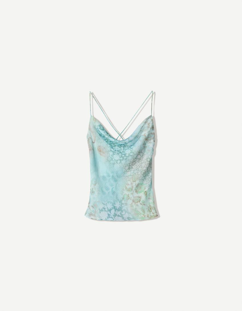 Set top y falda print-Turquesa-5