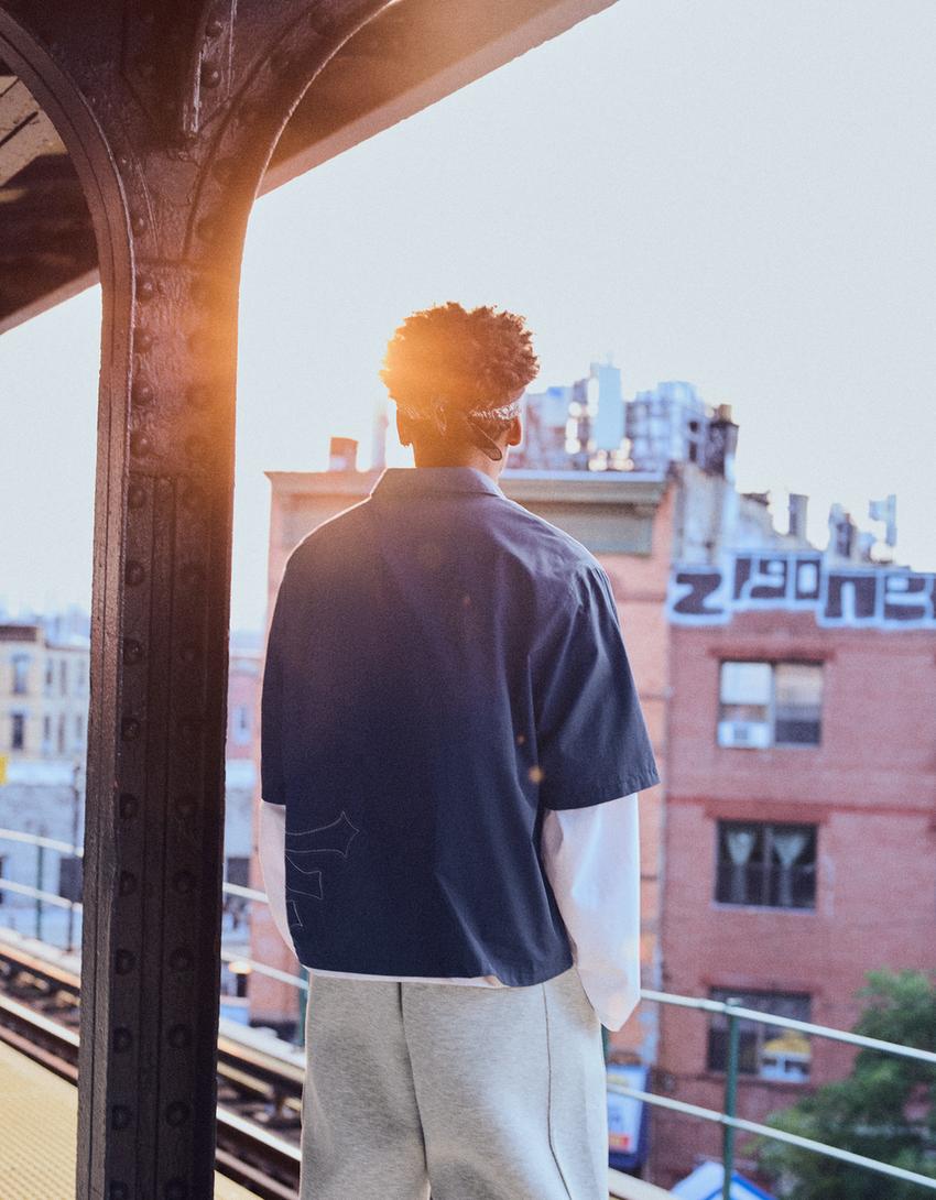 Short sleeve boxy ZOO YORK shirt-Navy