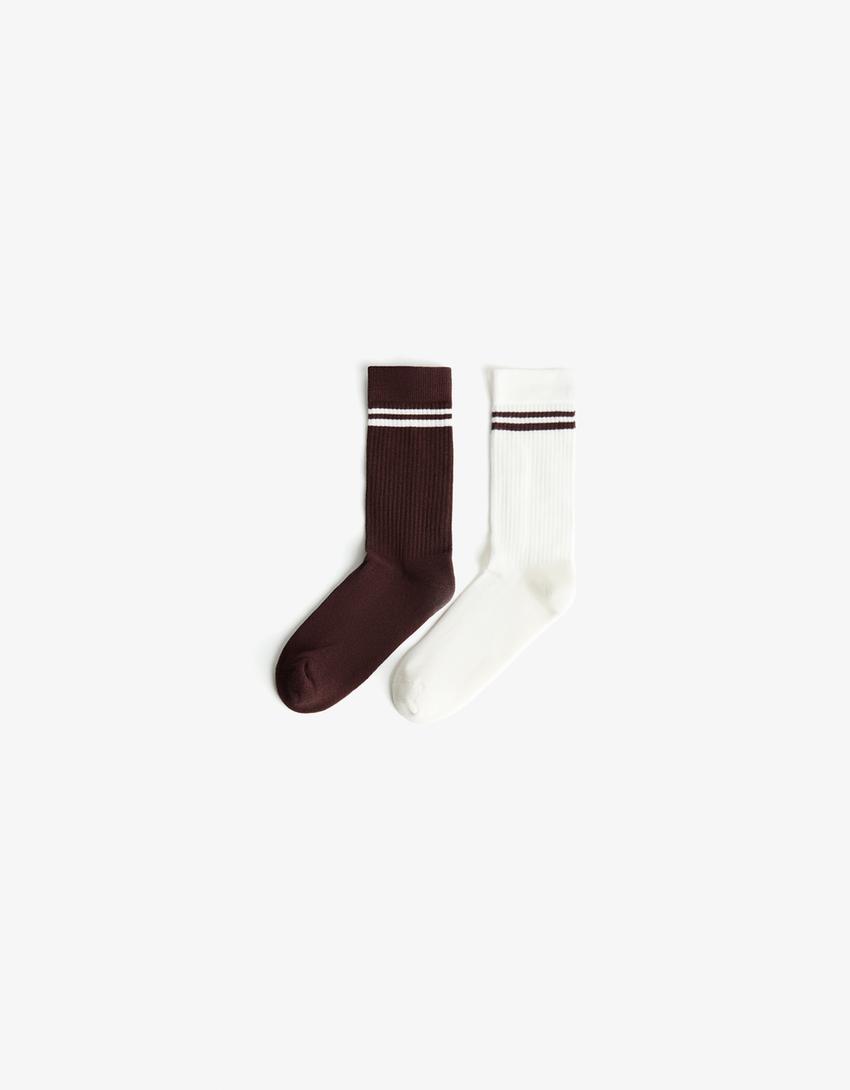 Pack of 2 pairs of socks-Brown-1