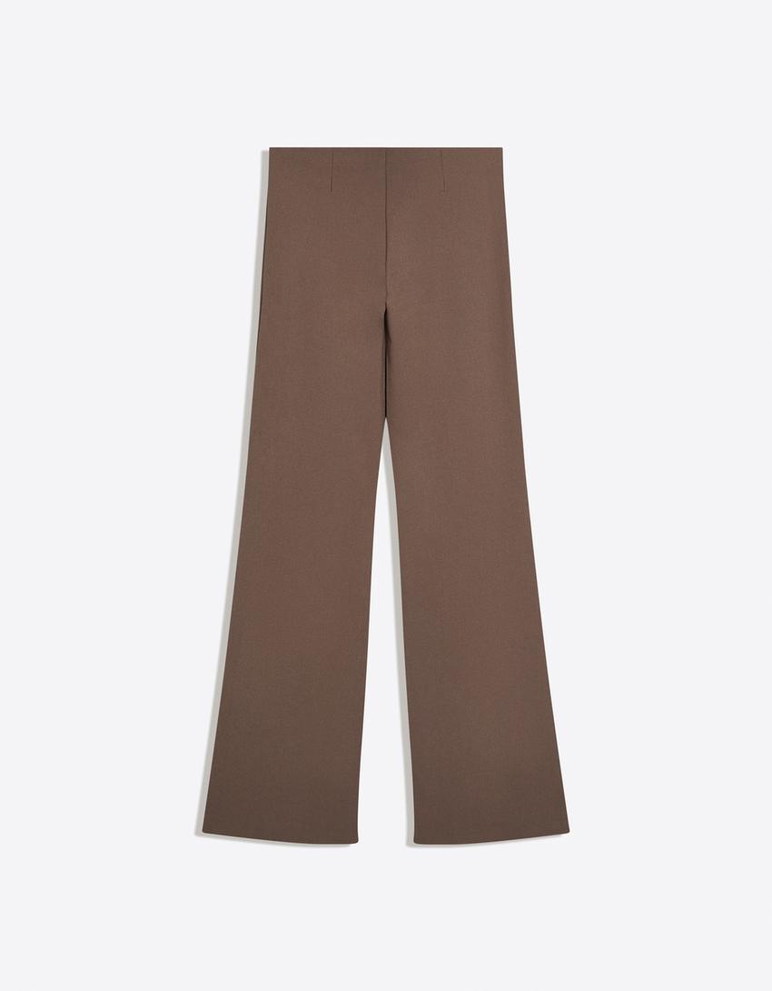 Low-rise flared trousers-Sand
